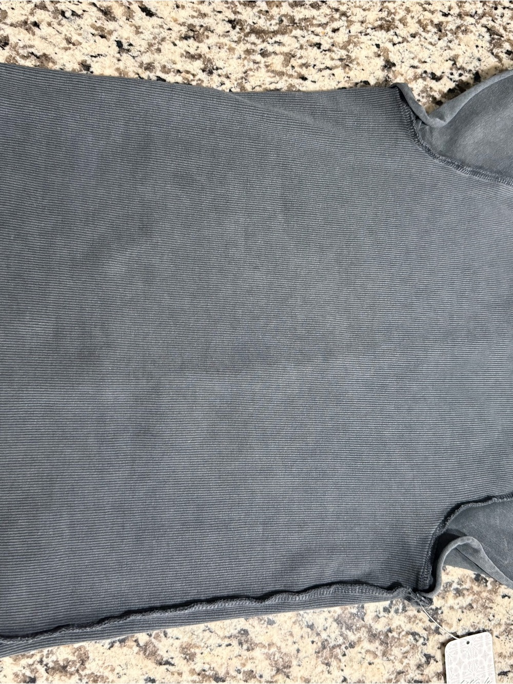 Free People Short Sleeve Ribbed Tee in Slate Blue-Gray